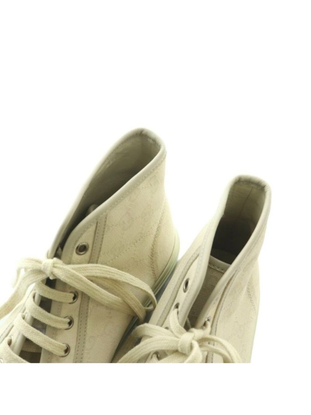 Gucci High Cut Sneakers Shoes GG Pattern Canvas 7 26.0 cm Light Beige - Picture 4 of 8